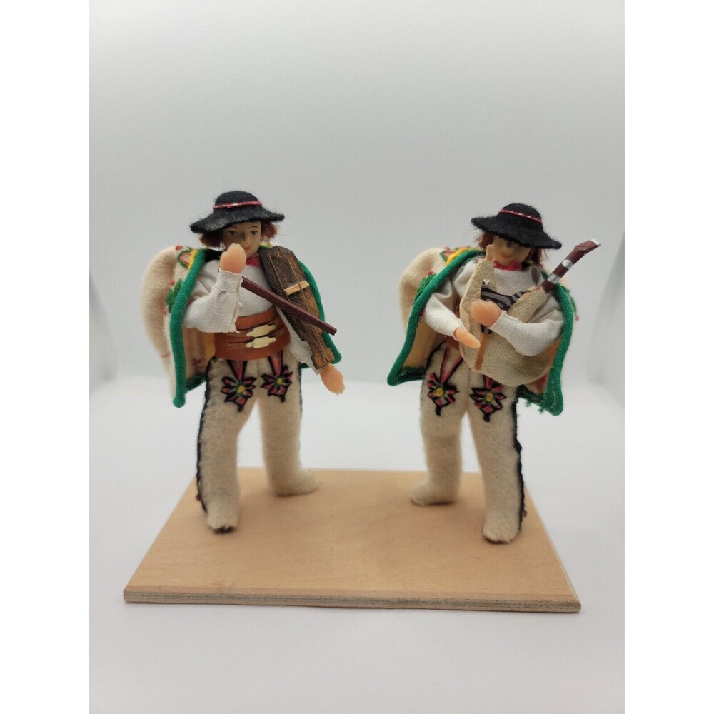 Polish Doll Set of 2 Males Playing Instruments Handmade Polish Dolls